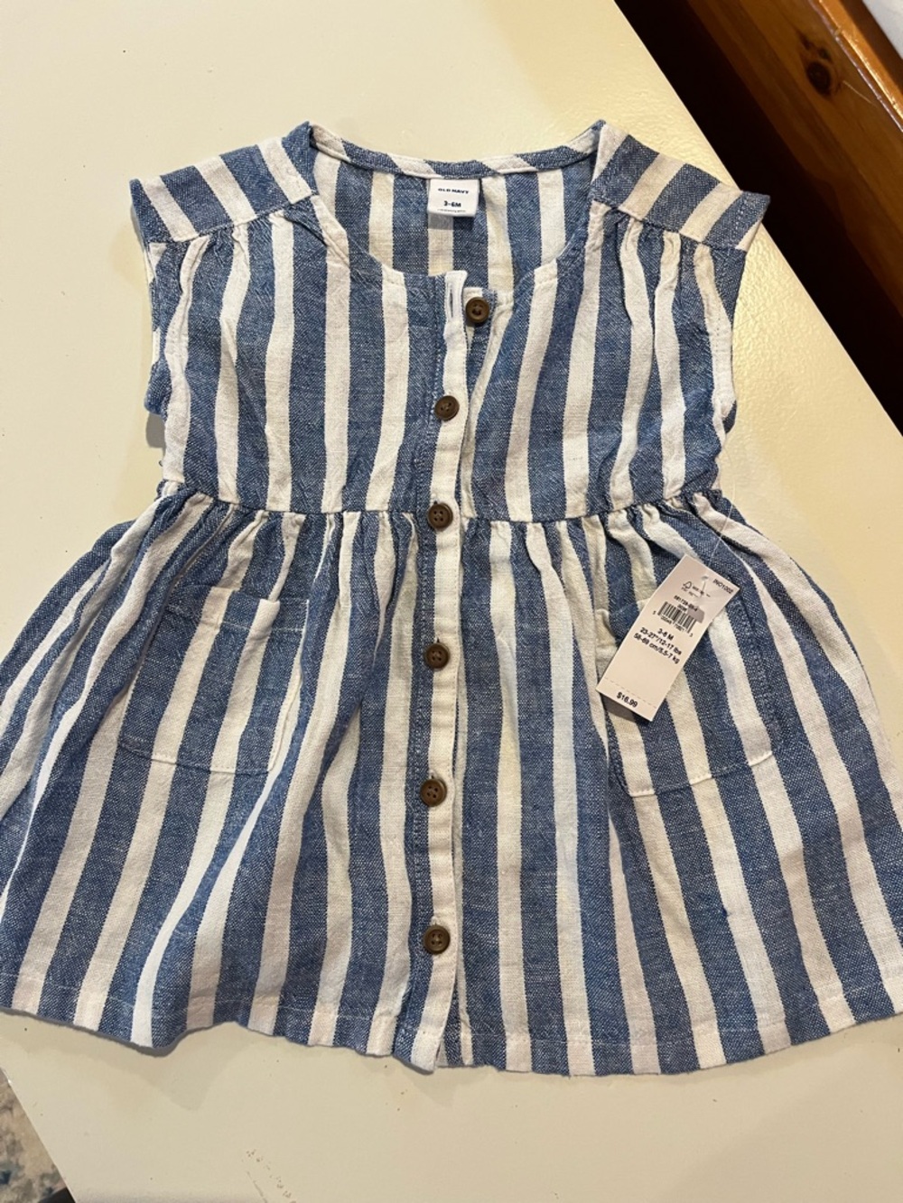 Old Navy Blue and White Striped Sleeveless Dress